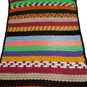 Vintage Handmade Crochet Throw Blanket Afghan 36 x 60 Rainbow